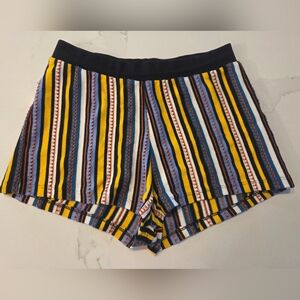 Zara Mixed Knit/Crochet Multicolor Striped Mini Shorts